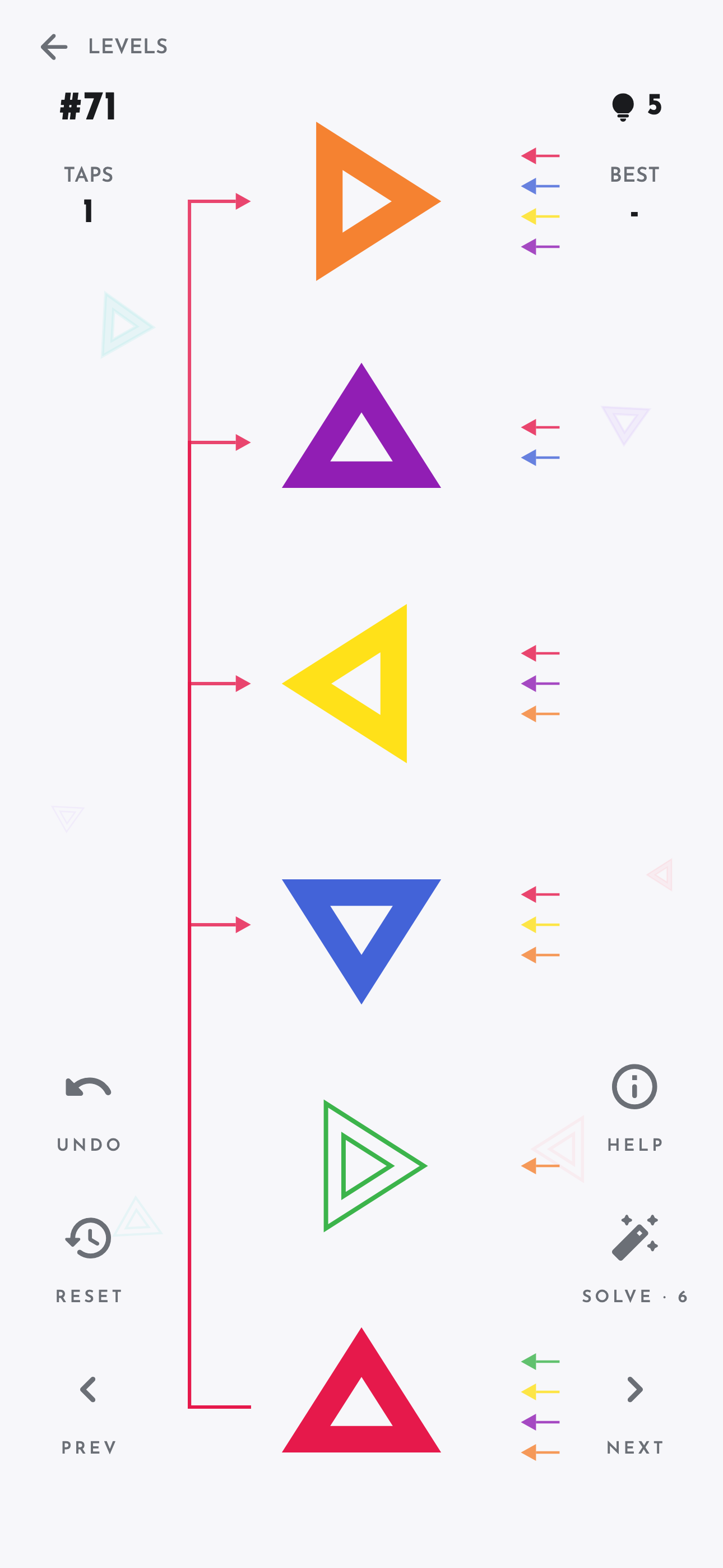 The connection view, showing coloured links between lights